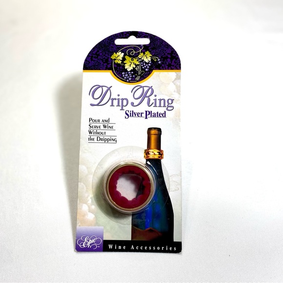 Vintage 1999 Silver Plated Red Velvet Lined Drip Ring for Wine Bottles New - Picture 6 of 6